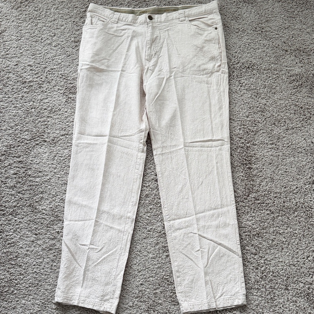 Amiani Cream Linen Blend Pants